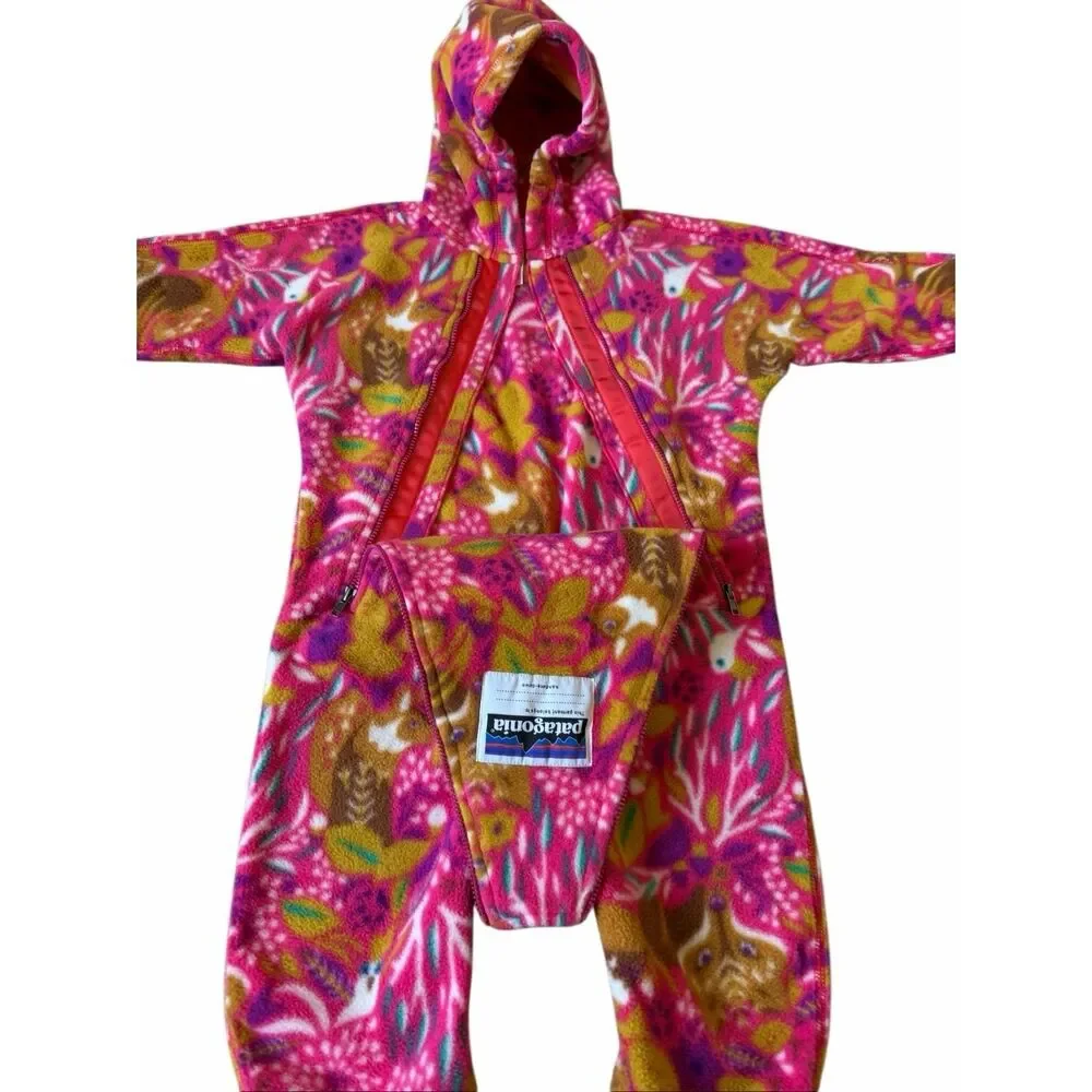 Patagonia Infant Synchilla Fleece Bunting Pink Foxes Birds 12 months‎